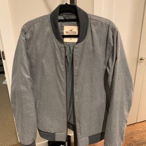Hollister Light Grey Winter Bomber Jacket Men